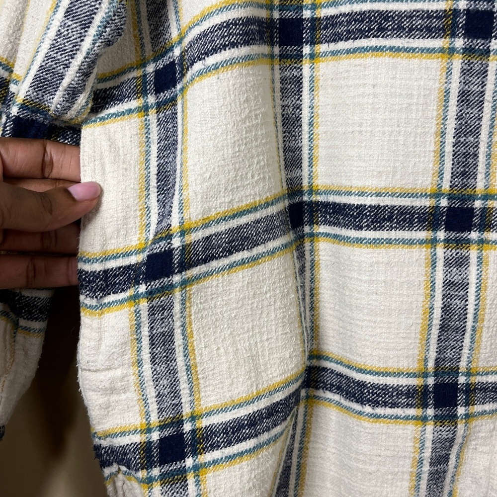 Madewell Oversized Ex-Boyfriend Shirt Caney Plaid Cream Multicolor S Grunge Gorp - Picture 6 of 10